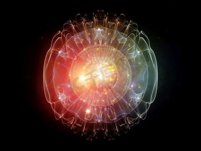原子系列。光和分形元素在量子力学、粒子物理和能量的主题上的相互作用。