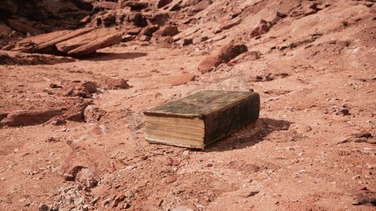 党建红岩摄影照片_红岩沙漠的老书