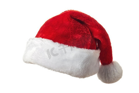 圣诞老人帽子隔绝在白色背景圣诞老人帽白色