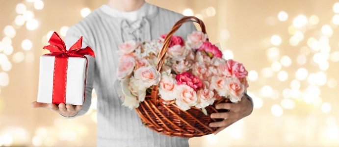  鲜花，篮子，礼物，情人节