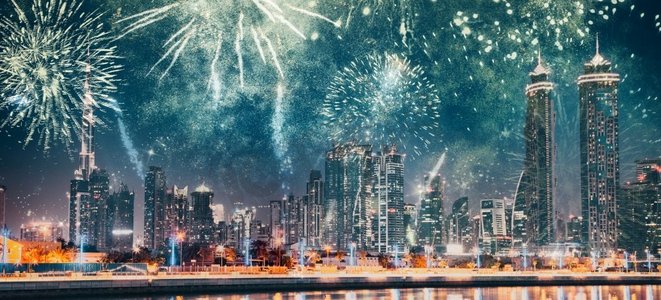 阿联酋迪拜新年庆祝活动中的烟花