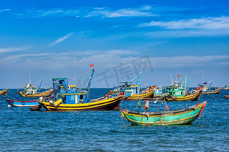 越南梅内的渔船。越南渔船