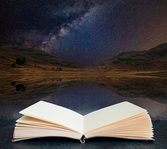 想象书页中的美丽史诗般的银河系数字合成景观在湖区Blea Tarn上空