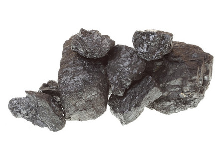 矿山背景摄影照片_白色背景上孤立的煤块