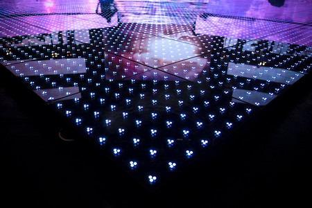 LED屏幕在音乐会特写镜头。欧洲
