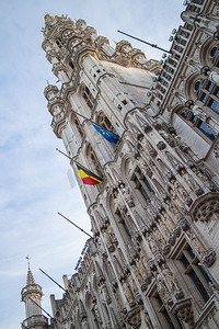 组织架构摄影照片_位于布鲁塞尔大广场的Maison du Roi的前塔。大广场上的Maison du Roi塔