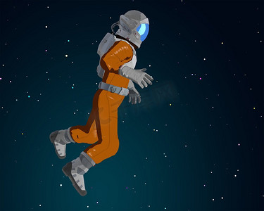 卡通柳叶摄影照片_太空中的卡通宇航员3D插图。太空中的卡通宇航员