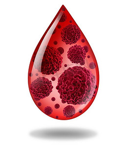 癌症的血液和白血病作为血液学疾病医学概念作为人类疾病作为3D例证淋巴瘤，.血液中的癌症