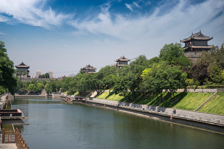 亚洲塔摄影照片_西安城墙。中国建筑最大的纪念碑