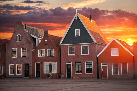 荷兰沃伦达姆小镇的传统民居。荷兰的传统民居