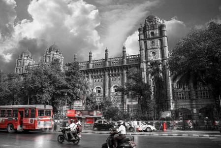 组织架构摄影照片_Chhatrapati Shivaji，前维多利亚终点站。黑白照片