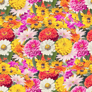 无缝的彩色花卉图案。无缝的花卉样式