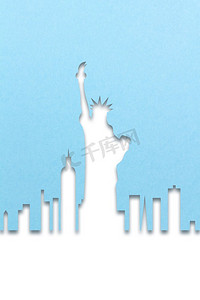 纽约7月4日创意概念照片，蓝底纸做。