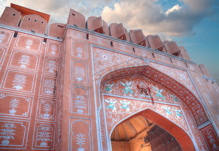 礼仪之邦摄影照片_斋浦尔-印度拉贾斯坦邦的一个城市。它被称为“粉红之城”，因为粉红色的石头在建筑中使用的不寻常的颜色