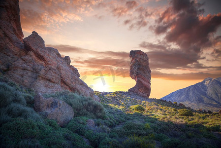 泰德国家公园著名的岩神之指。特内里费岛-西班牙加那利