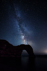 令人惊叹的彩色图像银河系在海洋景观在多塞特英格兰