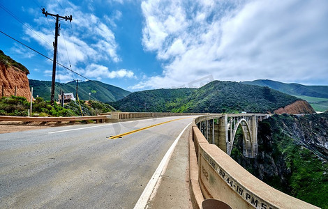 1号高速公路上的Bixby Creek Bridge美国加利福尼亚州大苏尔地区