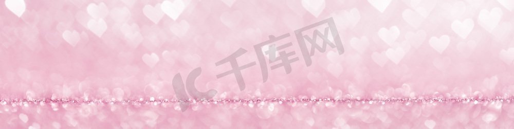 闪亮的粉色心形爱波克闪闪发光的抽象背景，情人节和S的派对庆祝概念。闪亮的粉色灯光背景