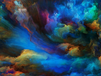 抽象色彩系列视觉吸引人的背景由彩色油漆在运动在画布上适合的布局对艺术，创造力和想象力