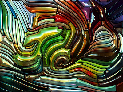 液体图案系列。彩色玻璃设计的背景让人想起新艺术运动对自然、美和灵性的主题