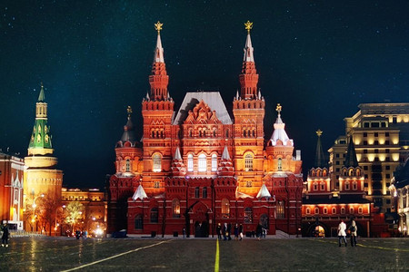 俄罗斯文化摄影照片_莫斯科夜间历史博物馆