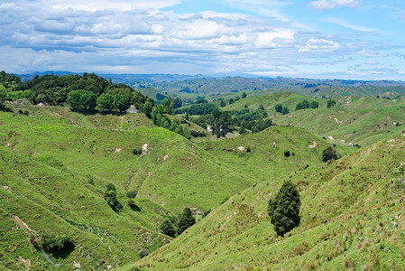 塔拉纳基摄影照片_新西兰塔拉纳基的乡村风光。新西兰被遗忘的世界公路沿线的乡村风景