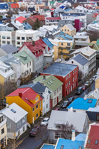 雷克雅未克摄影照片_冰岛首都雷克雅未克市鸟瞰图