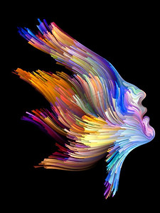 色彩思维系列。在创造性、想象力、灵性和艺术的主题上用充满活力的颜料描绘女性形象