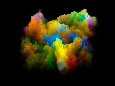 彩色渐变烟雾摄影照片_颜料粒子彩虹岛系列设计由充满活力的色调和渐变组成，象征艺术、创意和设计