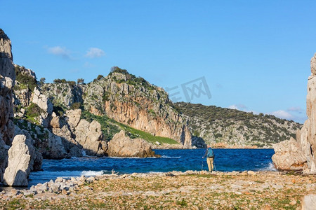土耳其人摄影照片_卡里安小径上美丽的风景。土耳其爱琴海。