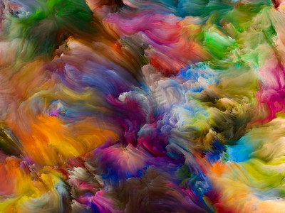 彩色漩涡系列与生活、创造力和艺术有关的帆布上液体颜料的彩色运动的图形组成