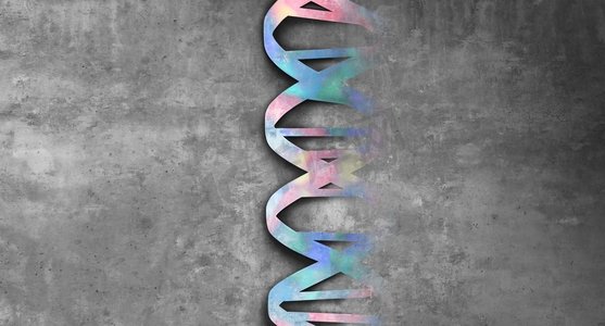 人类DNA抽象结构作为科学和生物技术概念或基因治疗医学符号与3D插图元素。