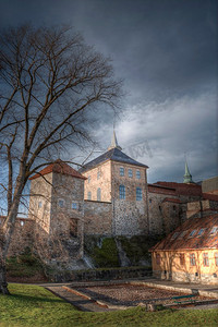 阿克苏摄影照片_阿克苏斯要塞--挪威首都奥斯陆的一座城堡。阿克苏斯城堡--奥斯陆的一座城堡