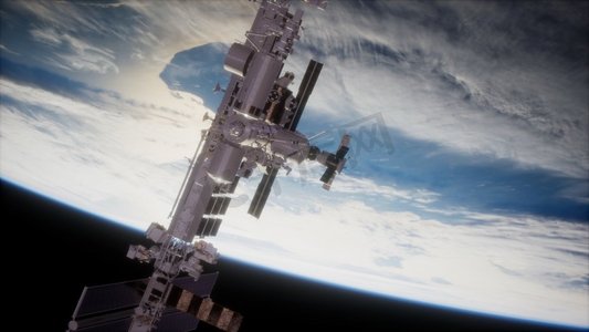 8K地球和外层空间站ISS这张照片的元素由NASA提供。地球和外层空间站ISS