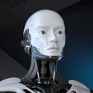 安卓机器人摄影照片_安卓机器人S肖像。3D插图。安卓机器人&S肖像