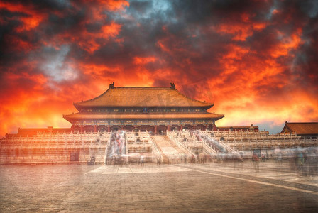 历史文化传统摄影照片_紫禁城是世界上最大的宫殿建筑群。位于北京市中心，靠近天安门主广场。紫禁城