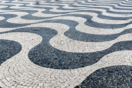 葡萄牙里斯本城市广场的瓷砖地板，用作背景