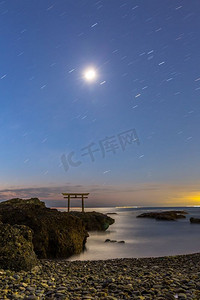 日本茨城大莱市海上日出东丽日本神社门