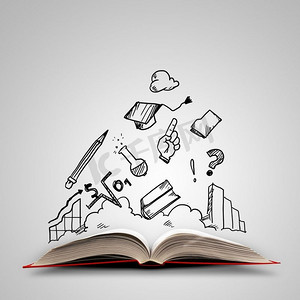 打开的书.简笔画纹饰