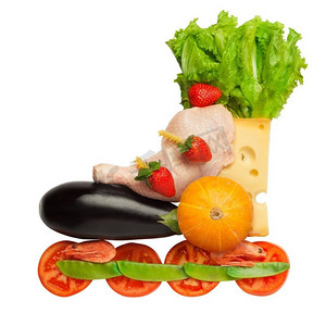 图为轮滑运动员的照片，这是一种由富含维生素的健康水果制成的运动器材。