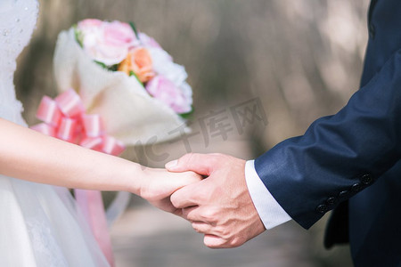 握手，婚礼，新人，新娘