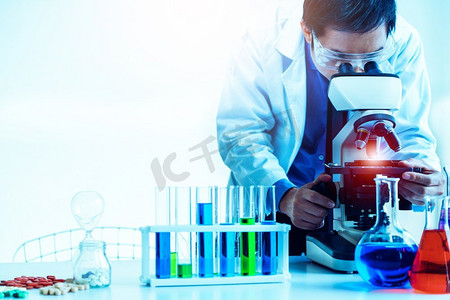 生物技术彩页摄影照片_ 生物化学，生物学，生物技术，蓝色