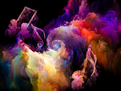 音乐系列的色彩背景组成的音乐符号和颜色油漆的主题的表演艺术，音乐，声音和创造力
