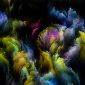 色彩空间系列三维斑驳的云阵。艺术、想象力、创造力和教育的主题抽象。