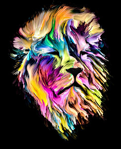 动物漆系列。《狮子王》S彩绘人物画，以想象、创意、抽象艺术为题材。
