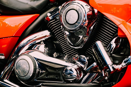 摩托车铬合金发动机机体特写