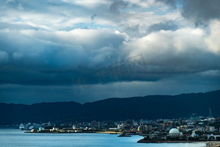 福冈大分--10月1日：日本福冈大分县别浦市别浦湾景观