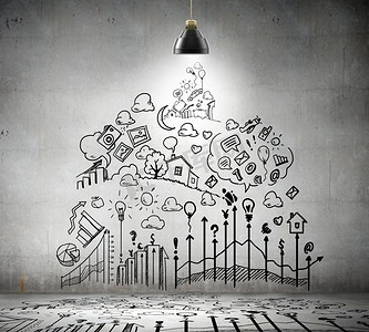 墙上的商业素描.墙绘图画