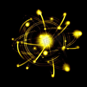 物理元素摄影照片_原子图像。彩色原子和电子的图像。物理概念