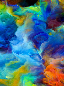 厚涂摄影照片_彩色漩涡系列视觉上有吸引力的背景由彩色运动的液体油漆在画布上的作品的生活，创造力和艺术